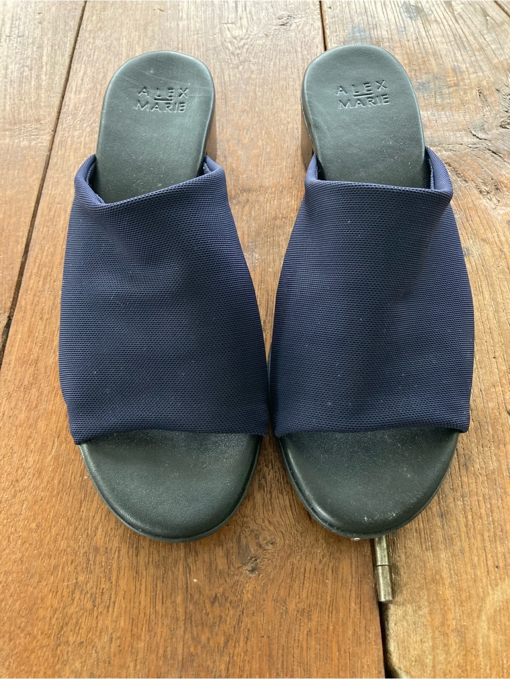 Alex Marie Dark Navy Fabric Slide Mules